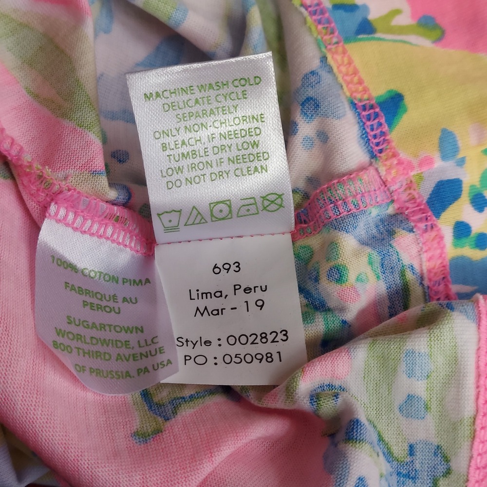 Lilly Pulitzer Pink Floral T-Shirt Shift Dress Pima Cotton Pocket Preppy Tee Sm - Picture 8 of 8